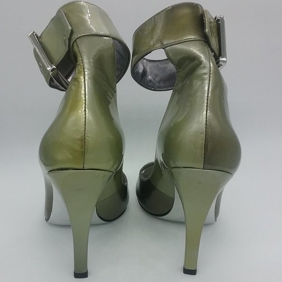 Marciano Patent Peep toe Ankle Cuff Heels - Picture 2 of 15